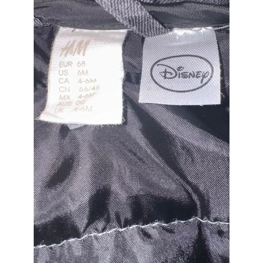 H&M Disney Infant Size 6 Months Mickey Mouse Ears Hooded Black Zip Puffer Vest